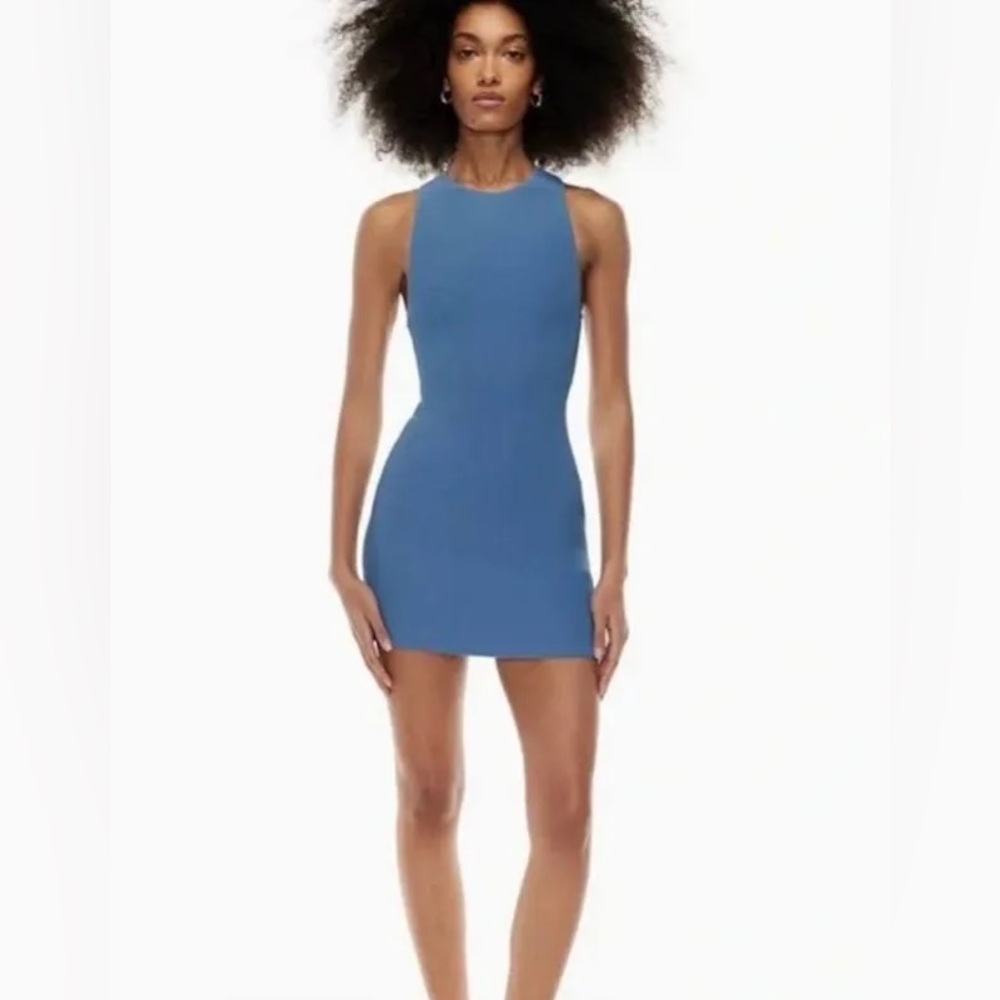 Aritzia Babaton Sculpt Knit Racer Dress in Azurine Blue Sz M